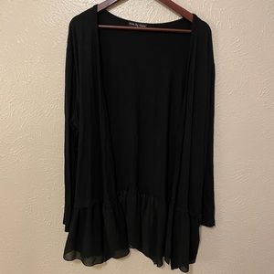 Black Ruffled Hem cardigan